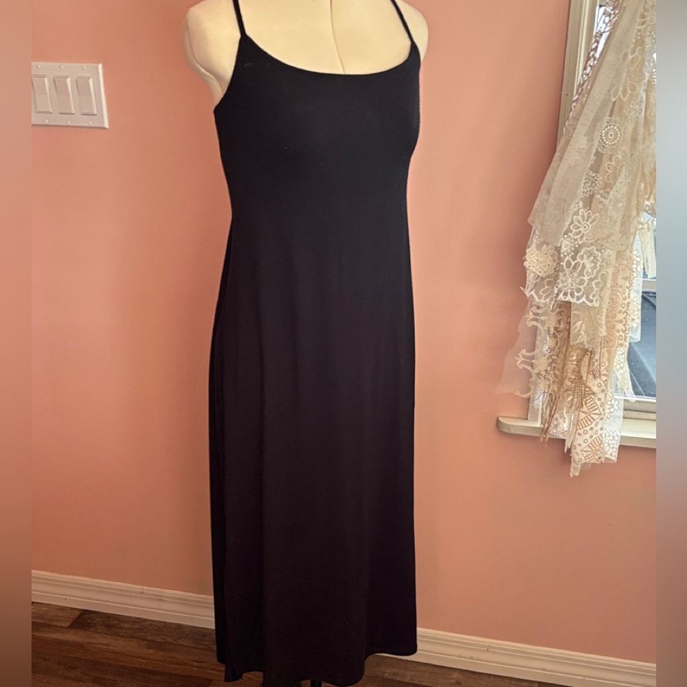 Auden Black Spaghetti-Strap Midi Slip Dress